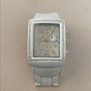 Bling Silver Watch with Rhinestones